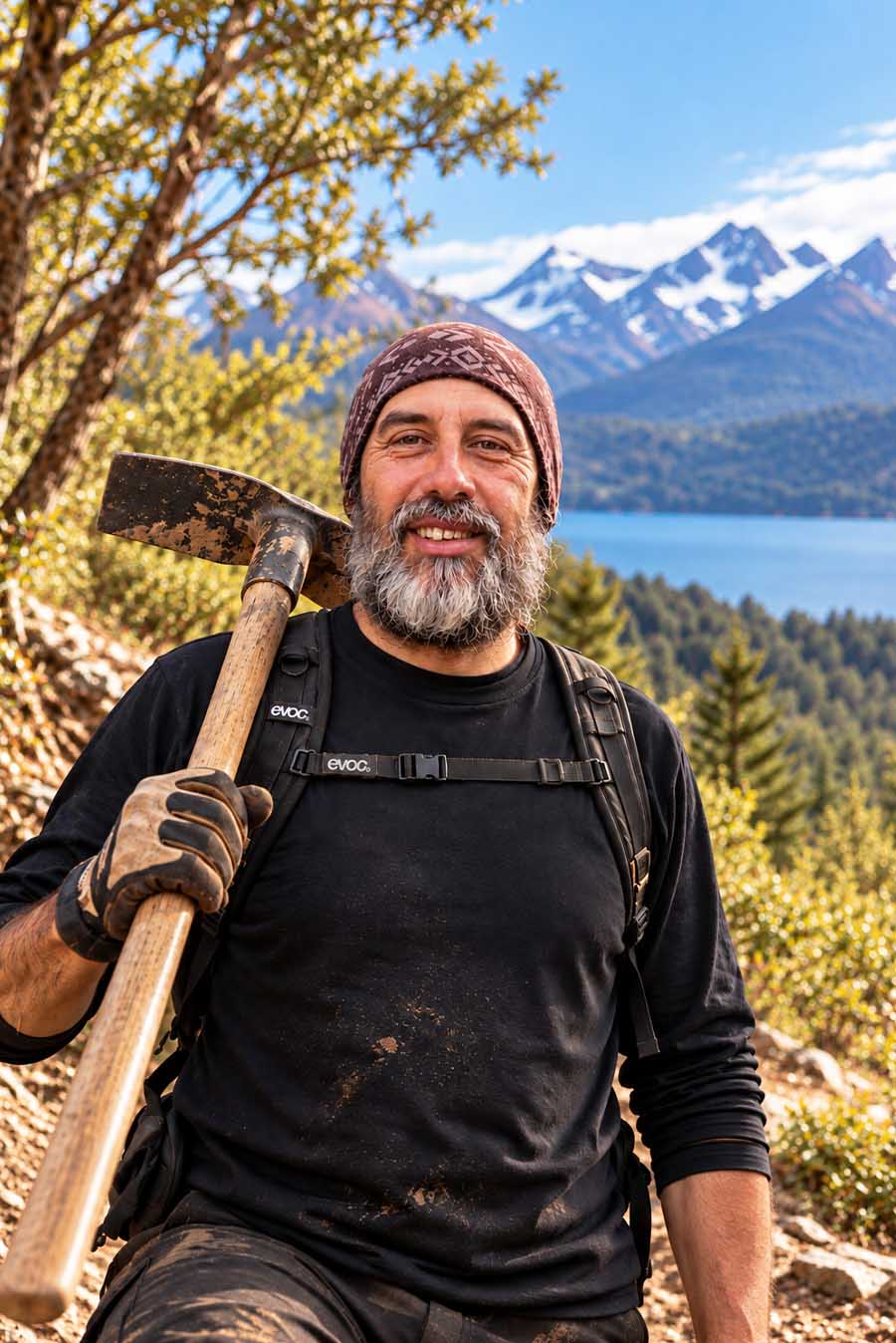 Dani, guía y constructor de senderos de Patagonia Bikers