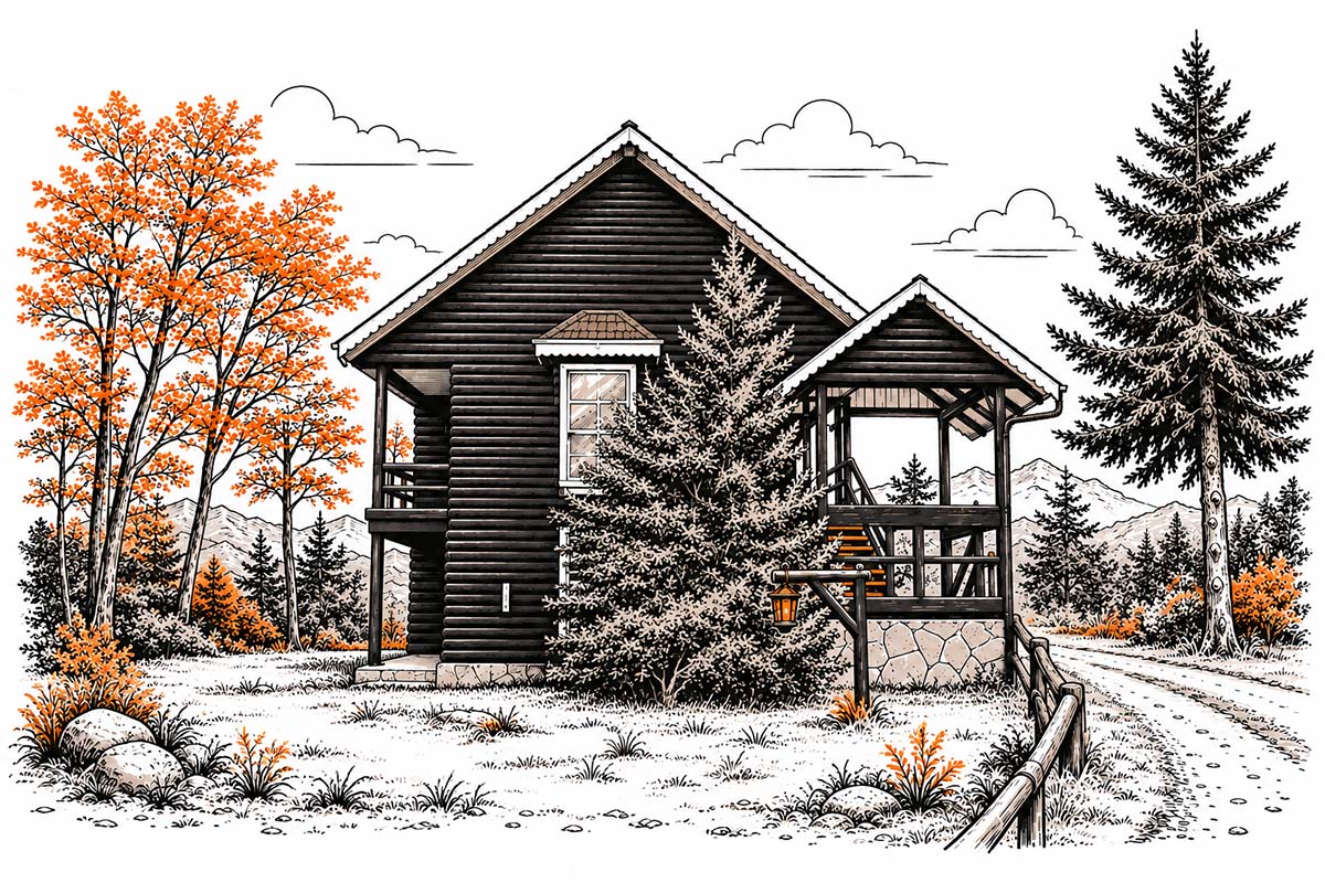 Ilustración del alojamiento en el Patagonia Bikers Lodge